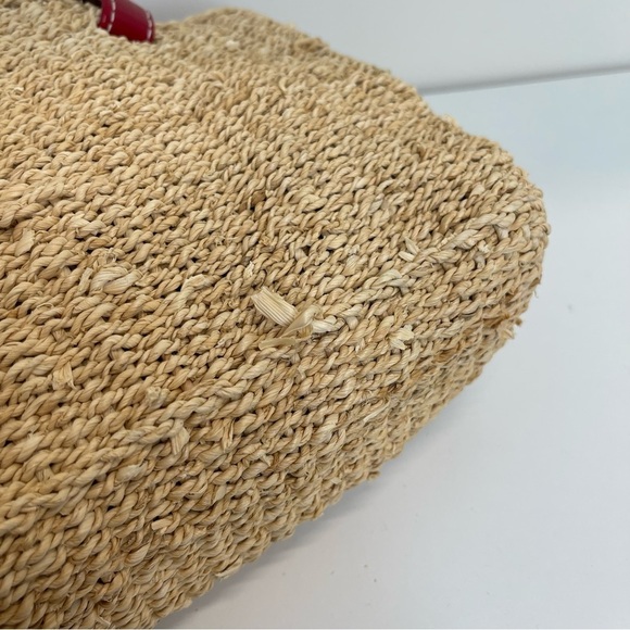 Polo Ralph Lauren VTG Raffia Small Shoulder bucket Bag bandanna interior Y2K - Picture 8 of 10